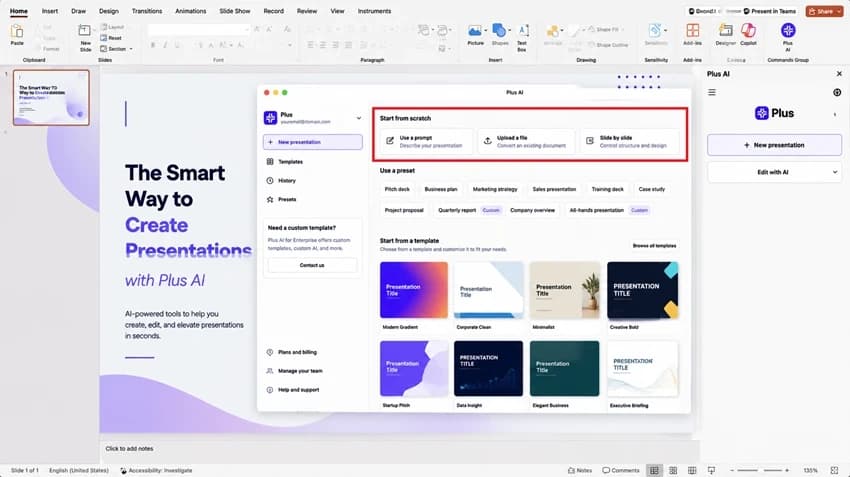 Choose How You Want to Create the Presentation