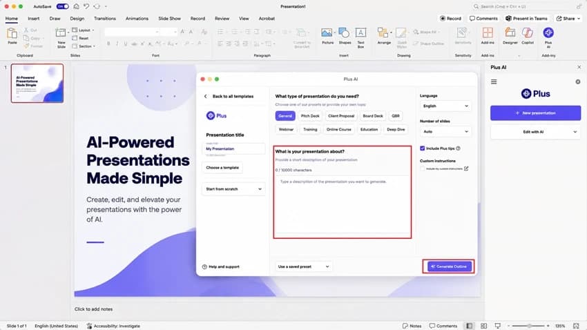 Enter Your Presentation Topic and Generate the Outline
