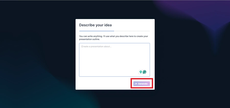 Generate a Presentation with AI