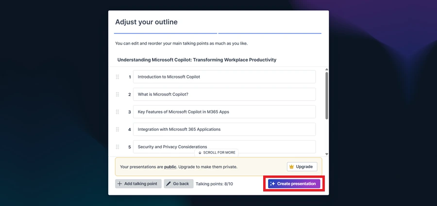 Review the Outline and Create the Presentation