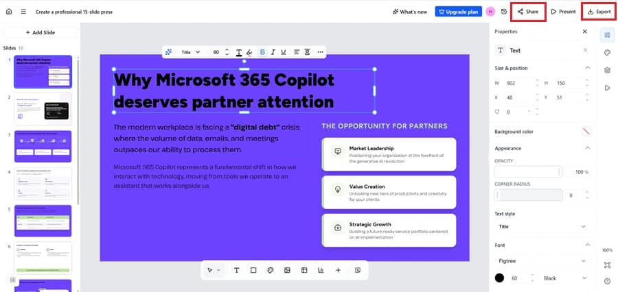 Export or Share Your Presentation