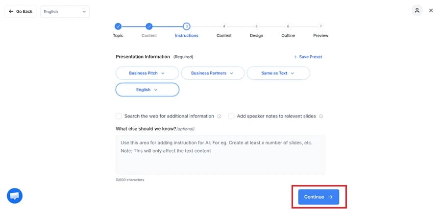 Configure Your Presentation Settings