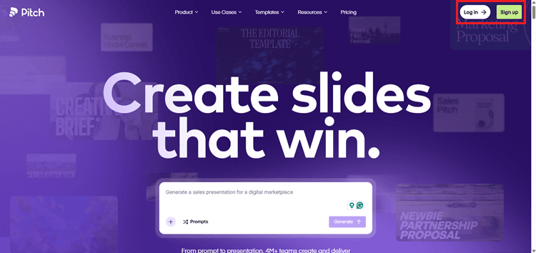 Pitch AI homepage