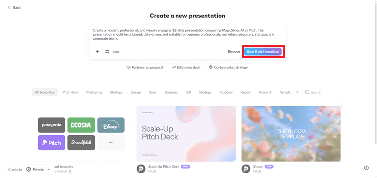Pitch template selection
