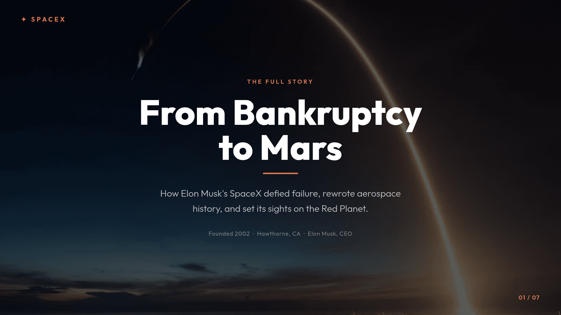 SpaceX: Bankruptcy to Mars — slide 1