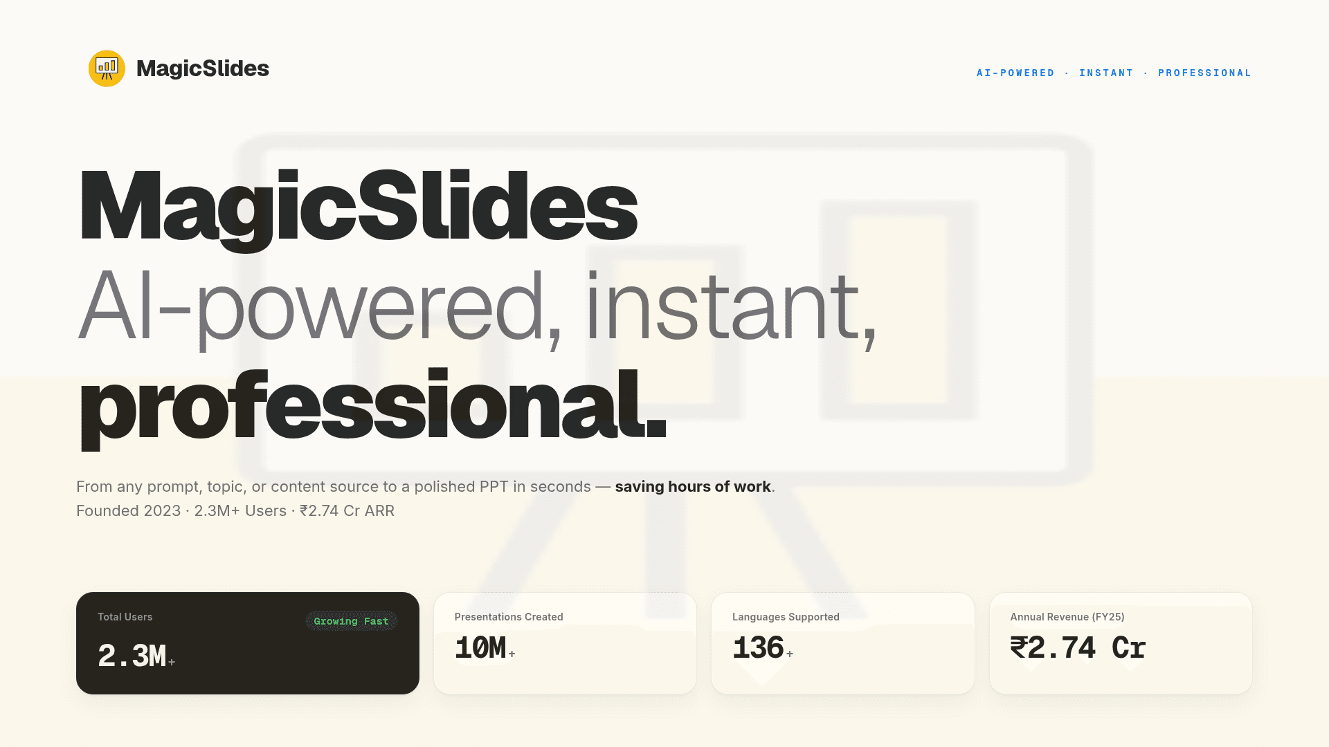 Professionals presentation example