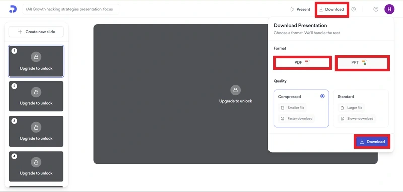 Download or Export the Presentation