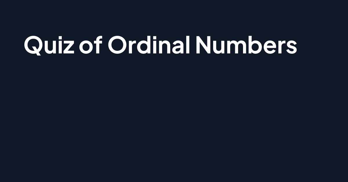 Ordinal numbers